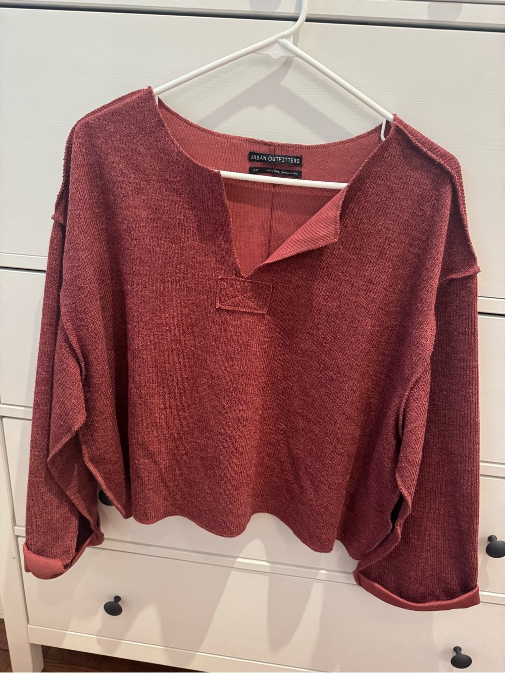 Urban Outfitters Brick Red V-Notch Knit Pullover